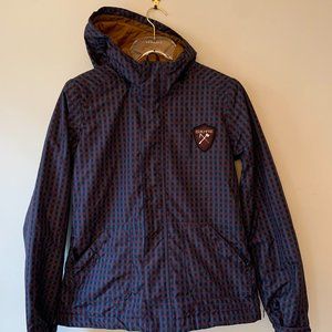 Women's Ski Hooded Plaid Jacket - Blue/Brown